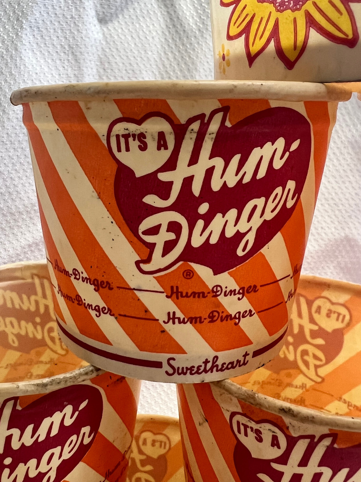 VTG Sweetheart Hum-Dinger Sundae Cup Lot Of 12 And 1 Elsie Brand Bordens Cups