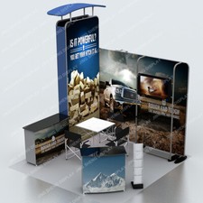 10ft Tension Fabric Trade Show Booth Set Pop Up Display Counter Monitor Stand