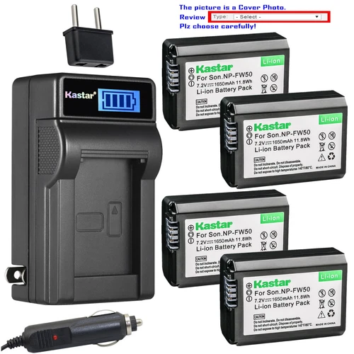 Kastar Battery LCD AC Charger for Sony NP-FW50 BC-VW1 & ILCE-5000 Alpha a5000