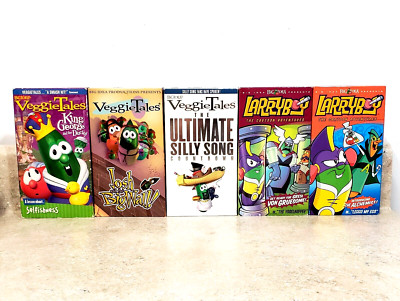 Veggietales VHS Lot of 5 Tapes Larryboy Adventures Silly Song Josh King Cartoons