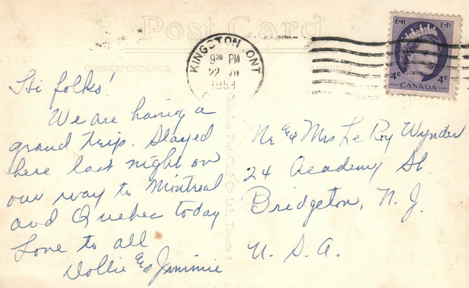 KINGSTON ONTARIO CANADA EVERGREEN MOTEL 1954 VINTAGE REAL PHOTO POSTCARD RPPC