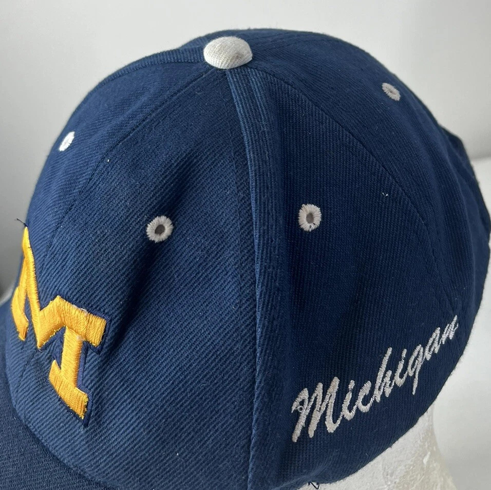 Michigan Wolverines Hat Cap Logo Spellout Sewn NCAA BIG BLUE Strapback - Image 2 of 3