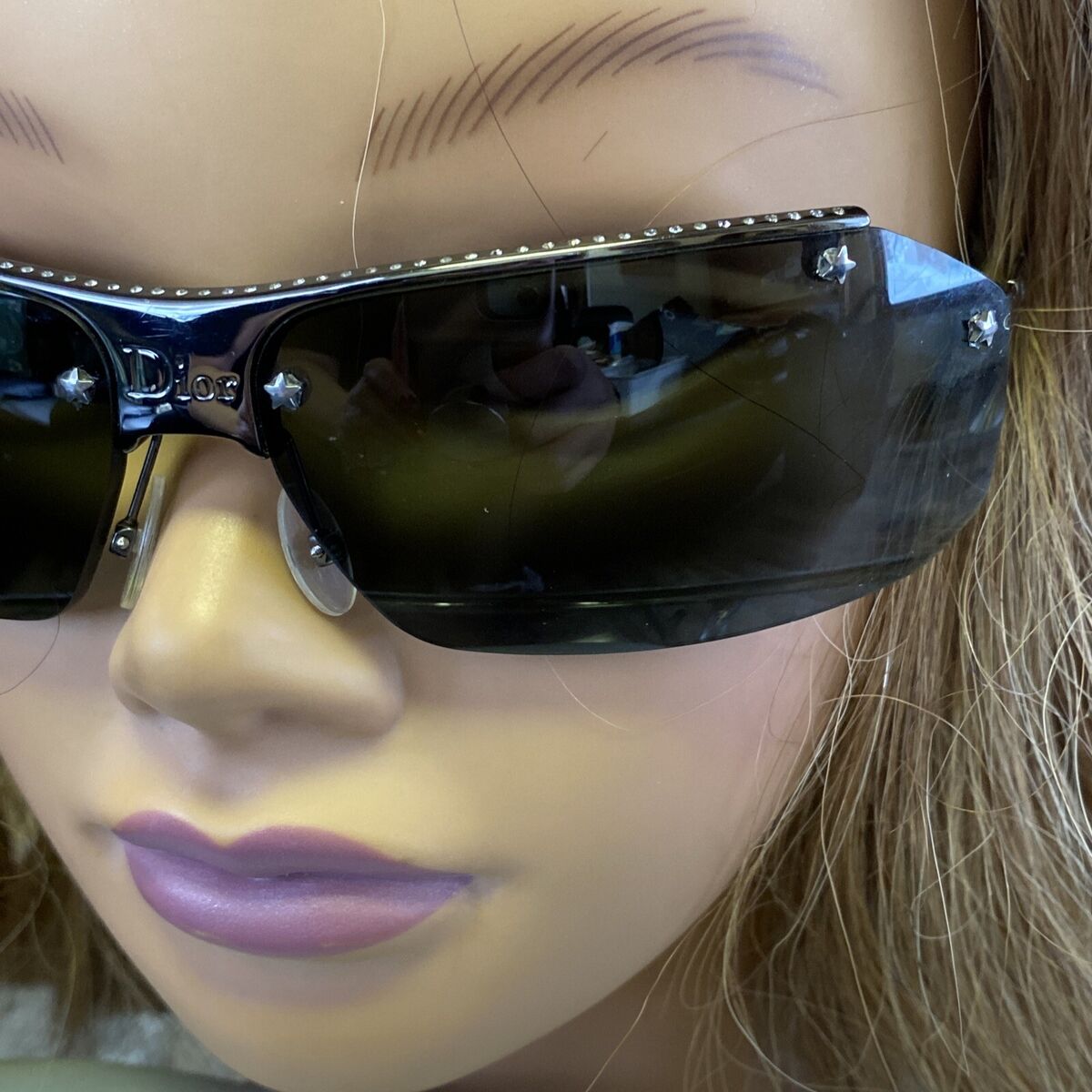 VINTAGE CHRISTIAN DIOR HIT BLACK STAR STUDS 2000 SUNGLASSES VINTAGE CHRISTIAN DIOR HIT BLACK STAR STUDS 2000 SUNGLASSES