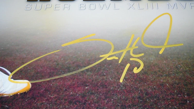 Foto firmada por Santonio Holmes enmarcada 16x20 Super Bowl XLIII TD Steelers Foto 2 de 2