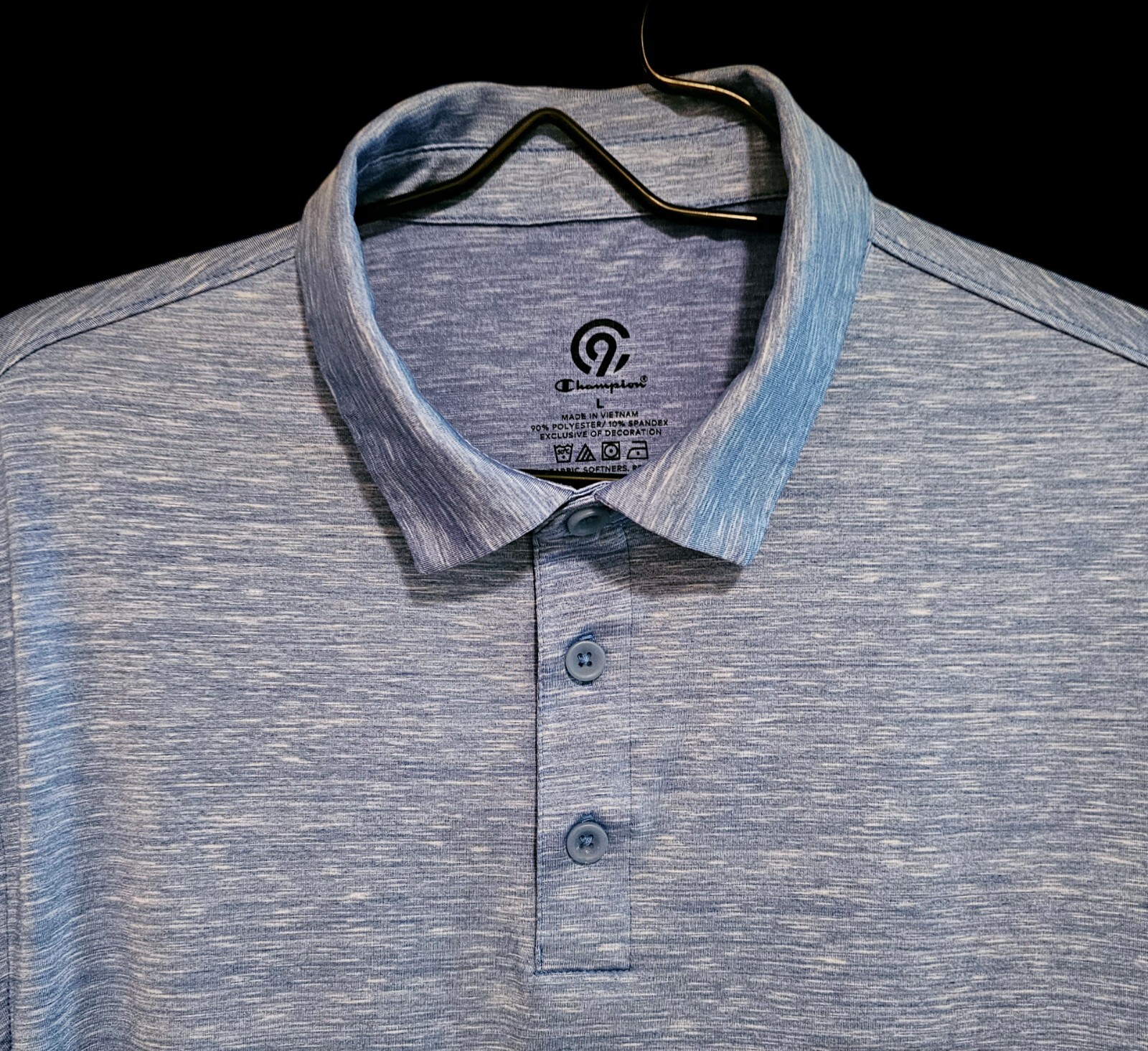 Champion Essentials Polo Shirt Men's Golf Tennis Stretch Split Hem Blue Large  thumbnail 5