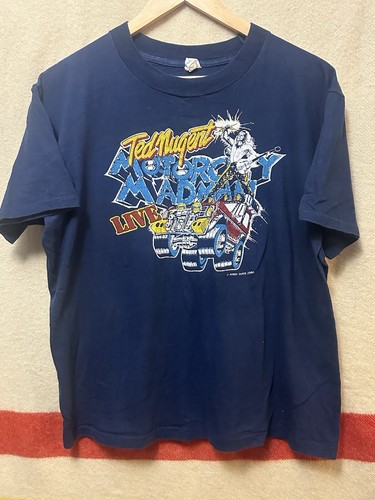 T-shirt concerto vintage anni 80 1980 Ted Nugent Motor City Madman concerto band marina - Foto 3 di 5