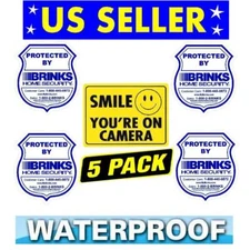 5 Home Surveillance Security Camera Video Stickers Warning Decal Waterproof Sign