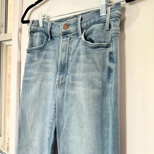 MOTHER The Hustler Ankle Fray Jeans High Rise Crop Denim in Au Revoir Blue 25 - Picture 12 of 16