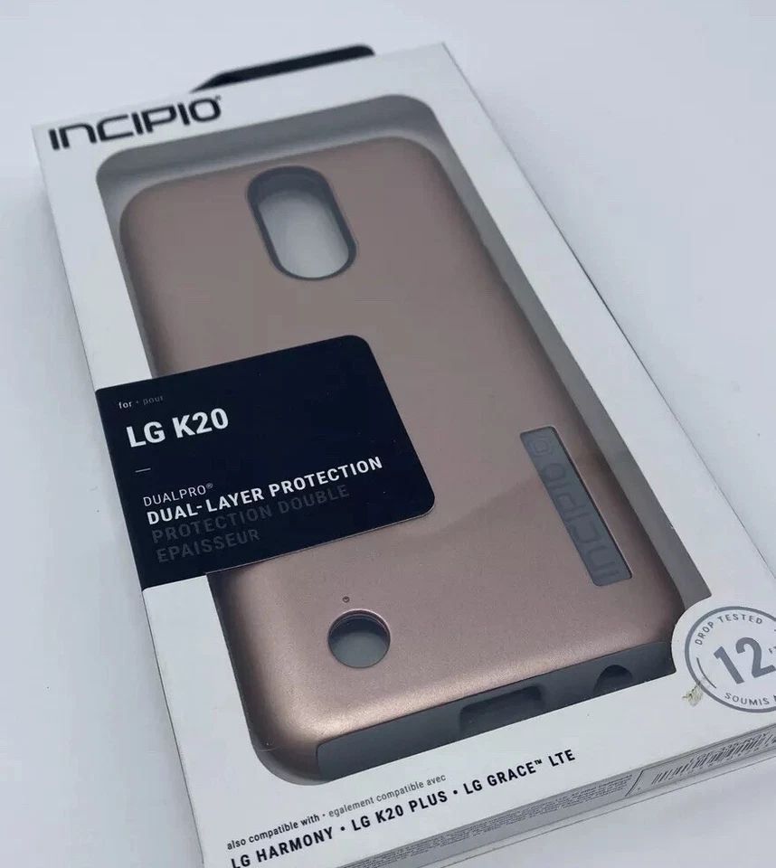 Funda Serie Incipio DualPro para LG K20 - Oro Rosa/Gris Claro Humo Foto 2 de 4