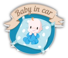 Baby In Car Boy Pillow Warning Sign Car Bumper Sticker Decal