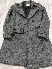 Vintage Banana Republic Women  s Textured Wool Belted Black And White Coat Small