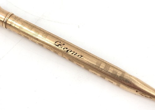 Antique WAHL EVERSHARP Yellow Gold filled Mechanical Pencil Monogram W/ top ring - Picture 2 of 12