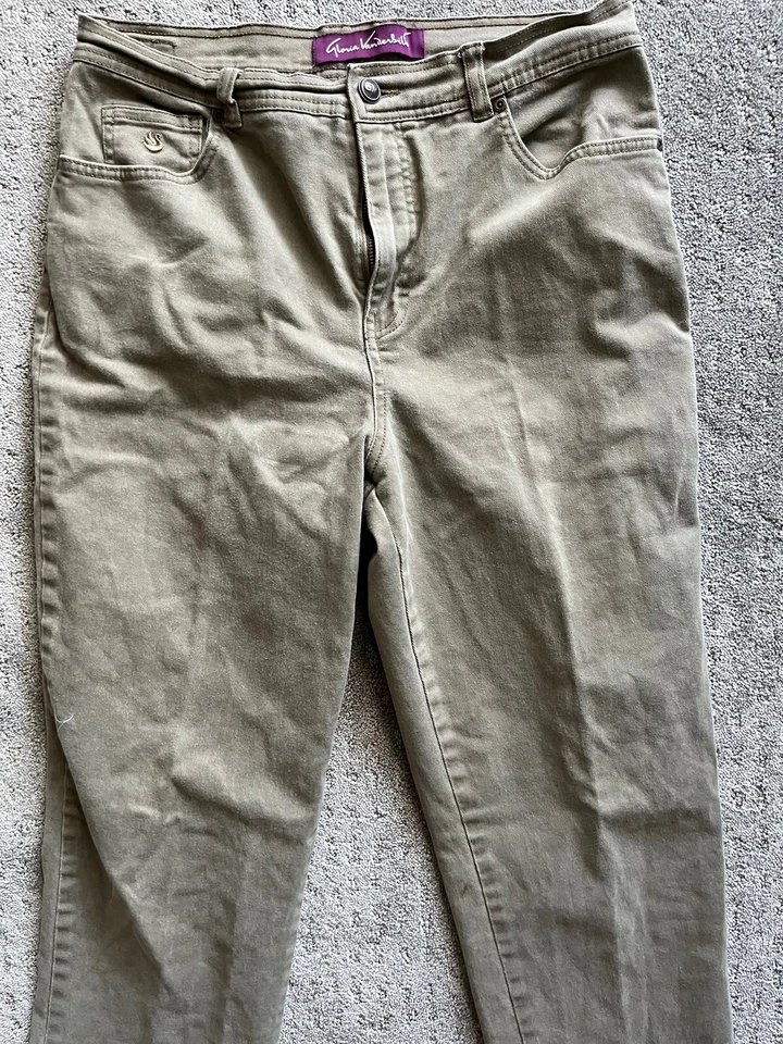 Gloria Vanderbilt Jeans Womens Size 12 Beige Khaki Straight Leg Amanda Dark Wash - Изображение 2 из 4