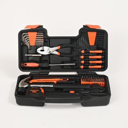 58-Piece Home Repair Tool Set with Plastic Toolbox, Orange - Picture 9 of 9