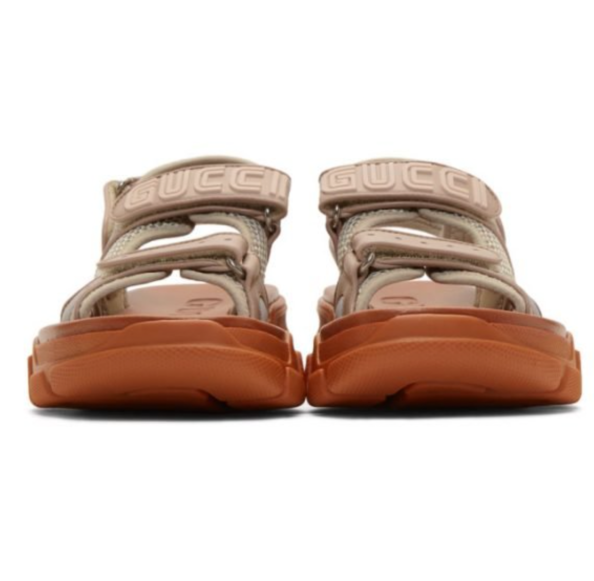 GUCCI Sega Pink Leather And Mesh Sandals Z2903 Women's Size