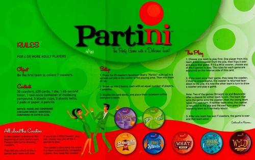 Partini Game Replacement Part, Instructions Rules, Hasbro 2008, Unused Piece