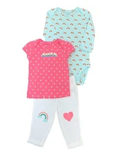 New Carter's Baby Girl 3 Piece Cute Rainbow Set 6M 9M 12M