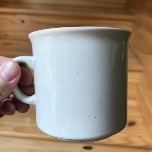 Vintage Speckled Stoneware Coffee Mug with Brown Rim Japan EUC (3 available)