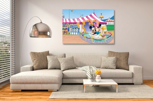 MICKEY Y MINNIE - LIENZO ENMARCADO ARTE DE PARED NIÑOS DIBUJOS ANIMADOS IMPRESIÓN DE PAPEL - ROSA - Imagen 4 de 15