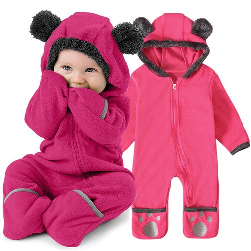 Winter Newborn Kid Baby Romper Jumpsuit Boy Girls Hooded Bodysuit Outfits - Picture 8 of 19