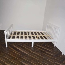 4Ft  Small Double Solid White Pine Wood Bed Frame  Shaker Style Bed and Mattress