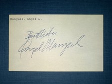 1970s A's: Angel Mangual, SIGNED Vintage 3x5 (VC) - Died 2021