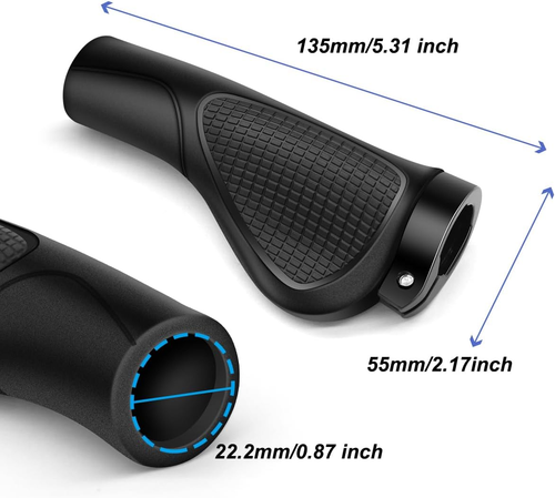 Manopole Bici MTB Bicicletta Universale 22Mm Antiscivolo Gomma Maniglie Manubrio - Foto 3 di 12