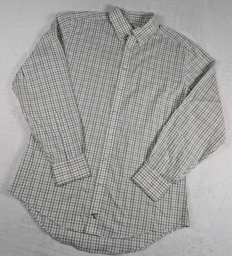 Genteal Long Sleeve Button Down Shirt Mens Medium Green Plaid - Picture 2 of 8