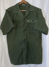 Vintage Vietnam US Navy Seabees Utility Shirt 16 1/2 x 36 Military Uniform