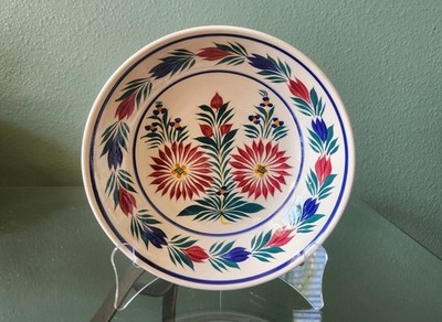 HB Henriot Quimper France Fleuri Royal Faience 8.5'' Floral Bowl F-270 D.F. P.M.