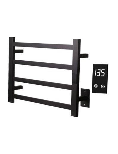 Ultra-Slim Electric Towel Warmer with Timer & Temp Control 4-Bar Matte Black