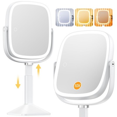 Rectangle Lighted Makeup Mirror with Magnification, 10X Magnifying Mirror wit...