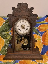 Antique Wooden Gingerbread Clock - 1800s to early 1900s - No Key or Pendulum (c)