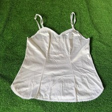Vintage Vanity Fair White Nylon Tricot Lace Camisole Lingerie Cami Top Size 34