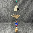 Windchime Mixed Materials Metal Bird Chunky Glass Beads Wood Dongle 17 Inch