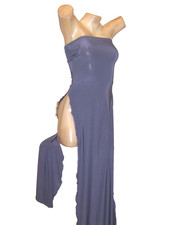 New Stripper Exotic Dancer Dark Grey Long Salsa Dress S/M Stripperwear