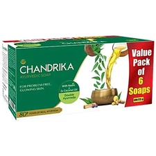 Chandrika Ayurvedic Soap 125g x6 | Herbal Handmade Skin Glow Bar | Natural