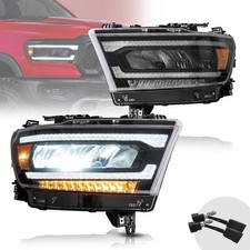 Vland Led Reflector Headlights Set For 2019-2014 Dodge Ram 1500 Wsequential