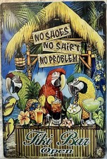 TIN SIGN 8x12 Tiki Bar Alcohol Parrots Ocean Beach Liquor Cocktails Party DD27