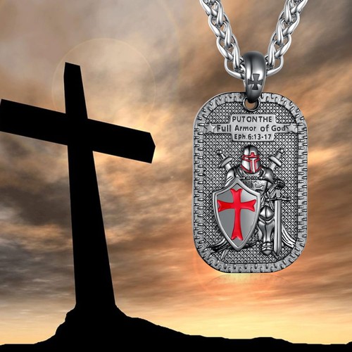 Knights Templar Necklace 925 Sterling Silver Armor of God Necklace Amulet Nec... - Picture 4 of 7