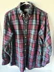 LL Bean Northwoods Flanellhemd Herren mittel kariert Button Down lila grün Vintage