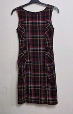 Phase Eight Women's Check Tartan Ruched Side Bodycon Dress Size UK 10 Wool Blend