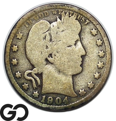 1904-O Barber Quarter, Full Rims
