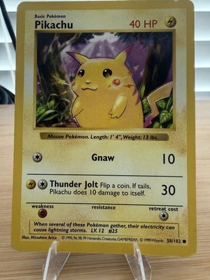 Pokémon TCG Base Pikachu 58/102 Unlimited Reg Eng - SHADOWLESS/RED CHEEK - LP/MP