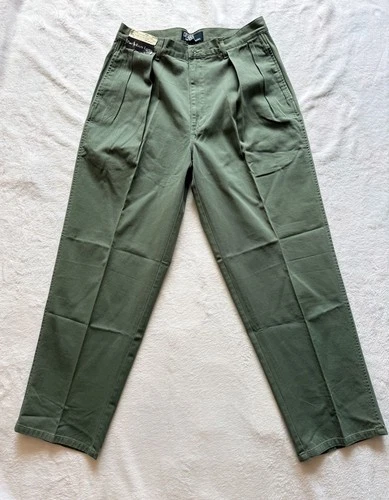Vintage Polo Ralph Lauren Classic Pant Size 33x30 Green Pleated Cotton - product listing photo