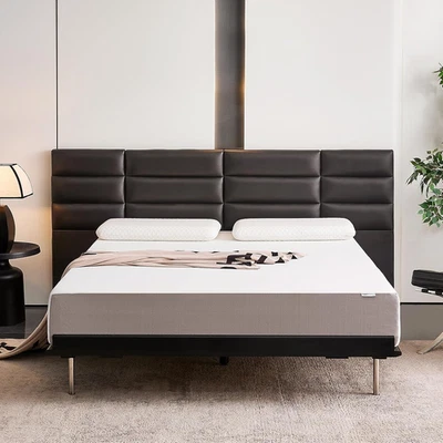 Memory Foam Mattress, Soft Plush Feel, 10 Inch, Queen, White/Grey