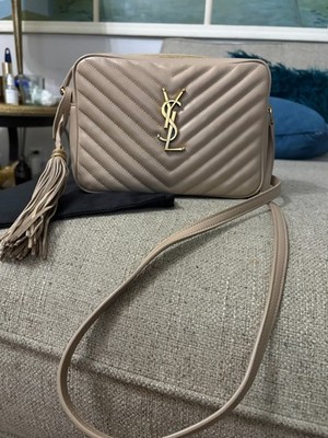 Yves Saint Laurent Calfskin Matelasse Monogram Lou Camera Bag Dark Latte