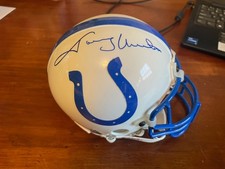 JOHNNY UNITAS SIGNED AUTOGRAPH COLTS MINI HELMET MOUNTED MEMORIES HOLO COA