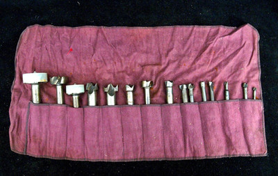 VINTAGE SET OF 13 HSS FORSTNER BITS FROM 1/4'' to 1- 1/2'' IN VERY GOOD CONDITION