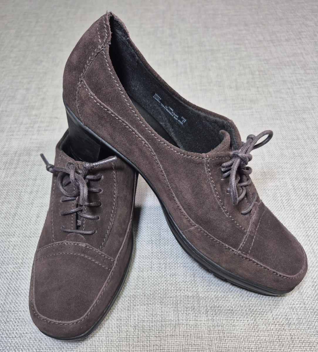 その他 V Clarks Bendables 80893 Womens Brown Suede Oxford Lace up HEELS